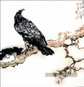  aigle - Xu Beihong aigle sur branche chinoise traditionnelle